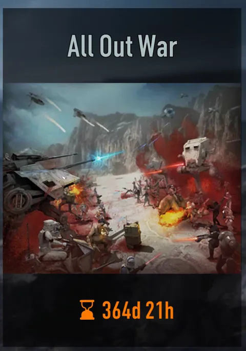 The All Out War mode card showing a huge battle between Imperial and Rebel armies