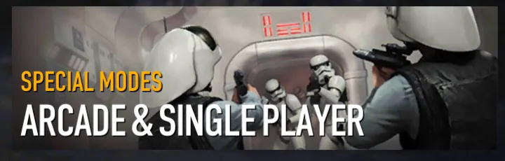 The Special Modes, Arcade and Single Player button on the main screen